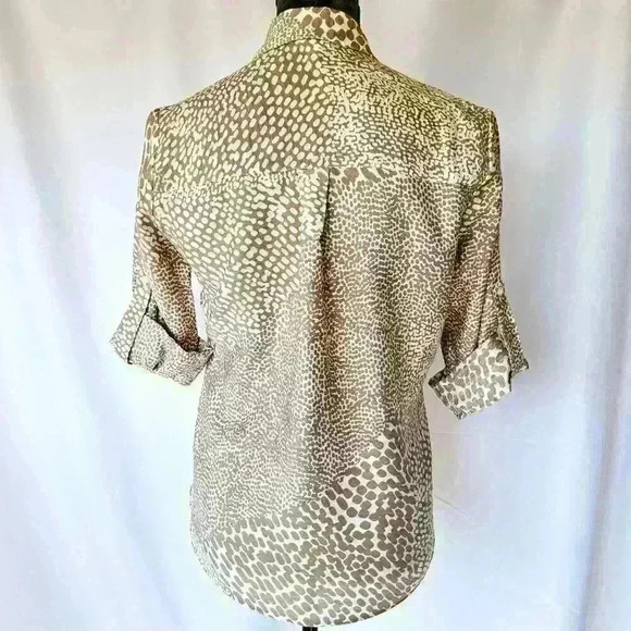 ✨Like New✨ Express Animal Print Slim Fit Portofino, Tan/White, Size S - Picture 5 of 9